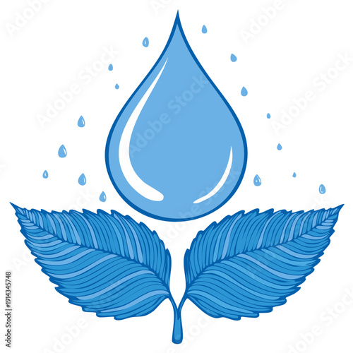 Water drop with leaves symbolizing nature and environment protection