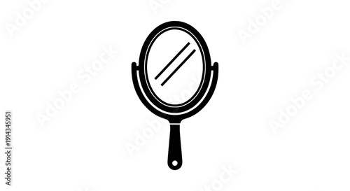 Hand mirror icon in black silhouette style