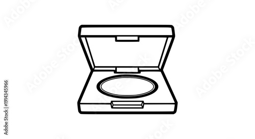 Open powder compact case icon in black outline style