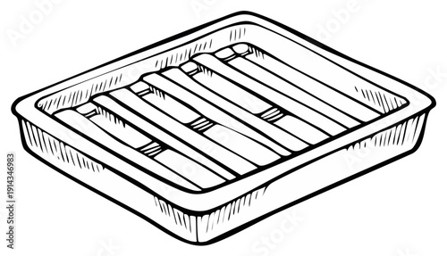 Illustration of Cannelloni Pasta in a Baking Dish for Italian Cuisine Preparation, Traditional Dish for Dinner