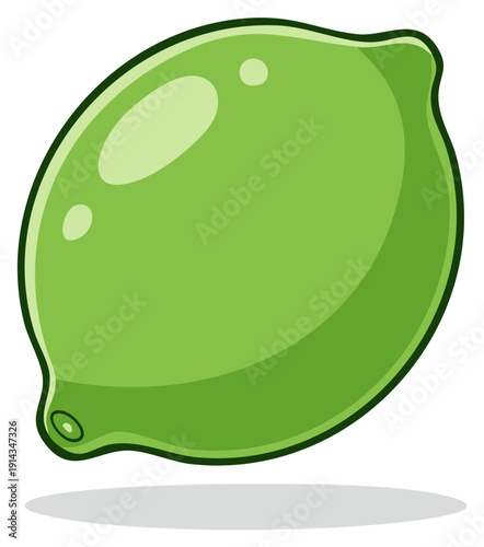 Vibrant green lime fruit illustration with glossy texture and fresh appearance