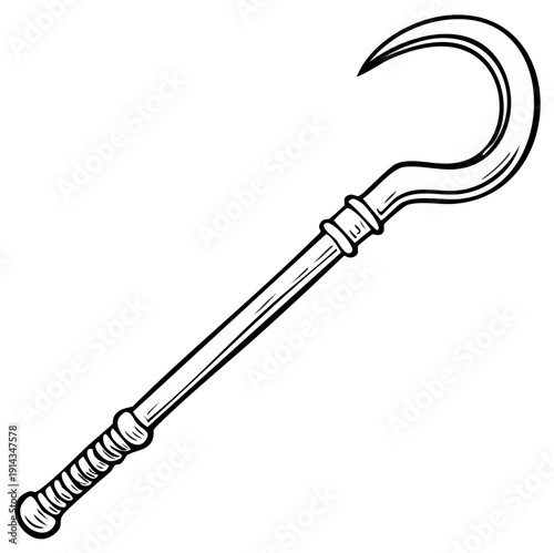 Stylized Black and White Drawing of a Crook and Flail Symbolizing Ancient Authority