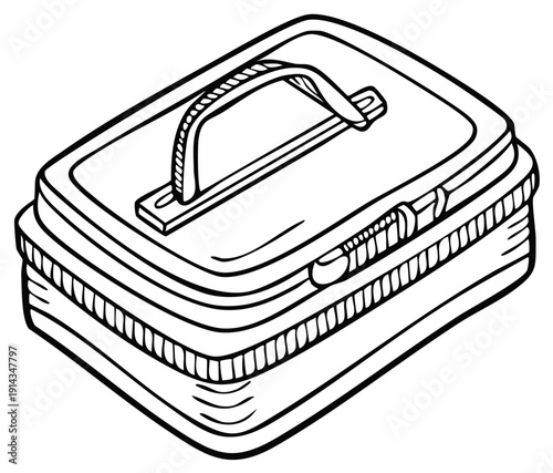 Stylized Rectangle Cosmetic Bag Hand Drawn, Black and White Line Art Design for Arts Crafts and Projects