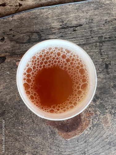 Aerial Image of Drink on Wooden Table