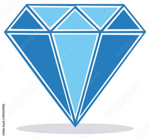 Bright Blue Diamond Gemstone with Geometric Facets