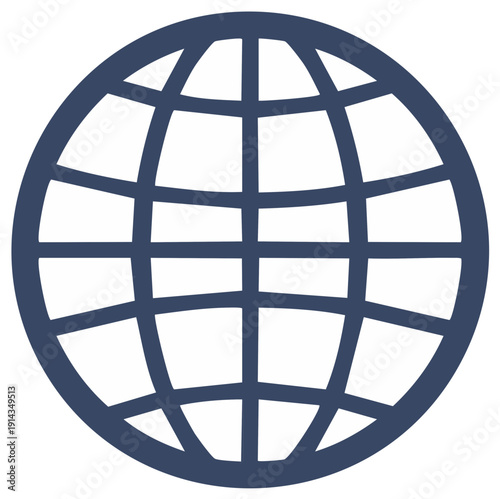 Stylized Planet Earth Globe Outlined with Latitude and Longitude Grid