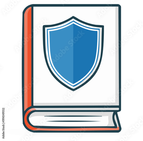 Book with Shield Cover Icon for Law Security Privacy Policy and Legal Compliance