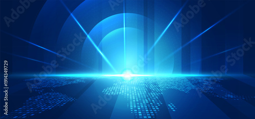 Digital technology banner green blue background concept, cyber technology circuit, abstract tech, innovation future data, internet network, Ai big data, futuristic wifi connection illustration concept