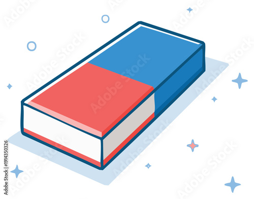 Illustration of a Red and Blue Eraser for Corrections and School Supplies on White