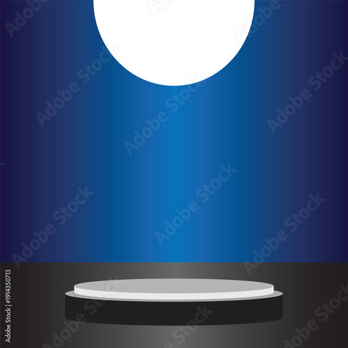 Abstract scene background. Cylinder podium on blue background. Product presentation, mock up, show cosmetic product, Podium, stage pedestal or platform.