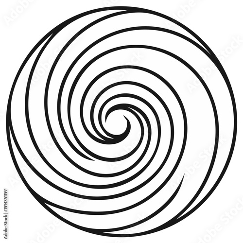 Abstract Black and White Swirl Pattern Geometric Design Circular Vortex Motion