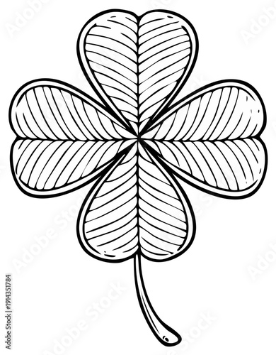 Hand Drawn Four Leaf Clover Symbol of Luck and Good Fortune