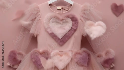 A Minimalist and Artistic Depiction of Affection Using a Fabric Heart on a Soft Pink Backdrop