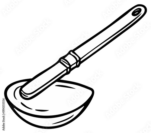 Hand drawn illustration of a ladle scooping liquid isolated on white