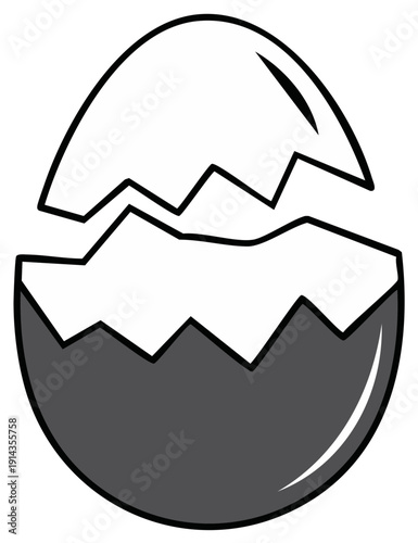 Cracked Eggshell Symbol Isolated on White Background
