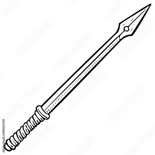 Ancient Warrior Spear - Simple Line Art Illustration