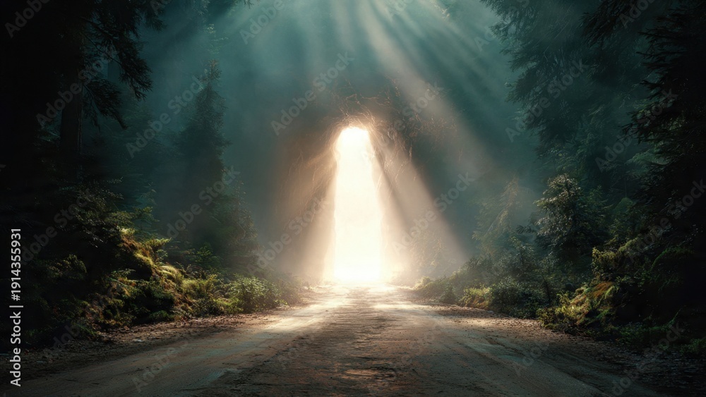 Fototapeta premium Mystical Path to a Bright Portal