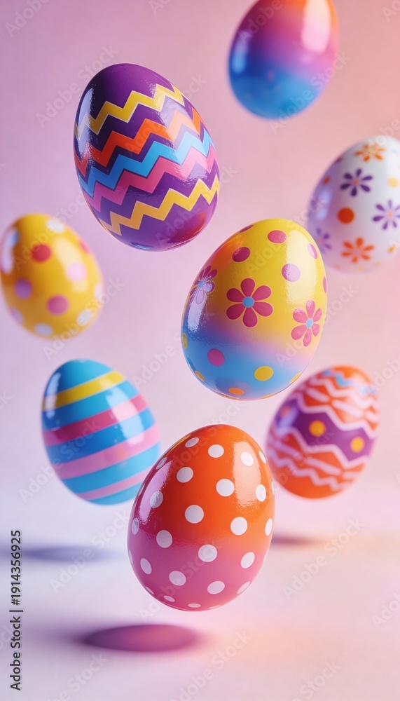 Fototapeta premium Spring Celebration Background With Colorful Eggs
