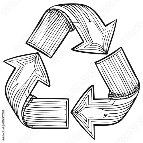 Hand-Drawn Recycling Symbol with Arrows in Circular Motion for Environmental Conservation