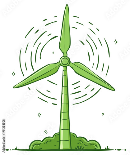 Cartoon wind turbine renewable energy sustainable power