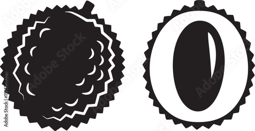 Whole and Cut Lychee Fruit, Tropical Food Silhouette