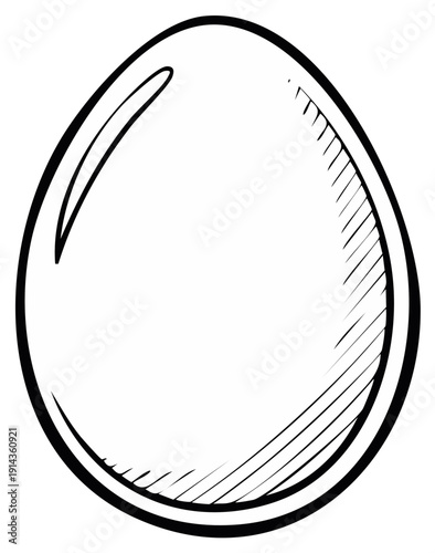 Hand Drawn Minimalist Egg Illustration Black and White Outline Sketch Style
