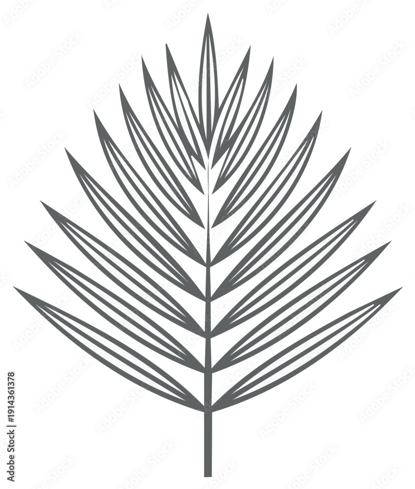 Fototapeta premium Minimalist Gray Botanical Leaf Illustration for Design
