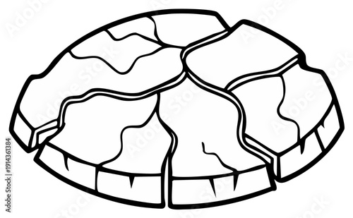 Cracked Stone Slab Outline Illustration Dividing Rock Pieces