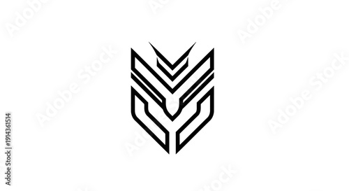 Modern abstract black logo design element on white background.