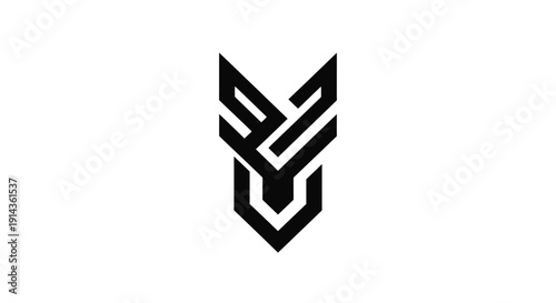 Modern abstract black logo design element on white background.