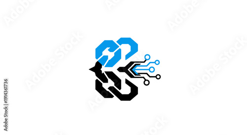 Modern abstract black logo design element on white background.