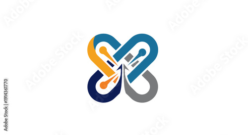 Modern abstract black logo design element on white background.