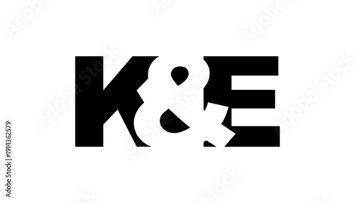 KE logo design in bold style. Black white identity symbol. Modern typography emblem. Corporate branding icon.