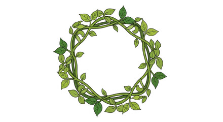 Green leafy vine wreath frame
