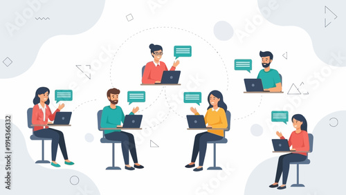 Diverse people in online meeting, remote work, collaboration, communication, technology