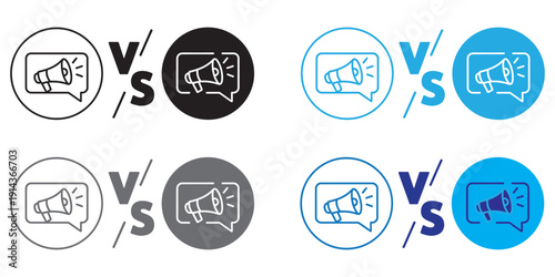 Hand holding megaphone with yes vote icons for approval and success concept