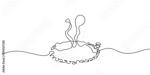 Single continuous line art style - Onsen bath Line art Illustration Editable stroke.