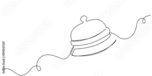 Single continuous line art style - Bell for ordering food. Line art Illustration Editable stroke.