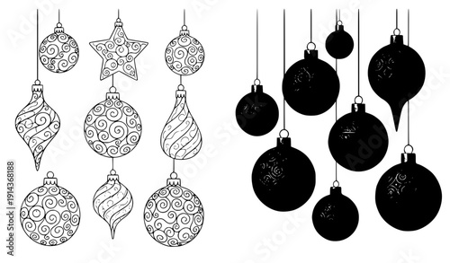 Elegant Spiral Pattern Holiday Ornament Set – isolated on transparent background