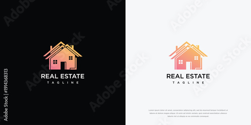 Real Estate Logo Modern House Icon with Gradient - Property Branding.