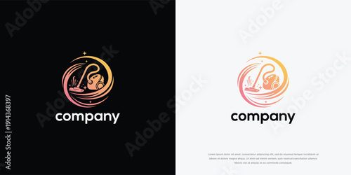 Vacuum Cleaner Logo Design - Cleaning Service Company Emblem.