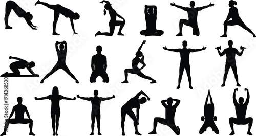 Yoga poses silhouette collection for fitness and wellness