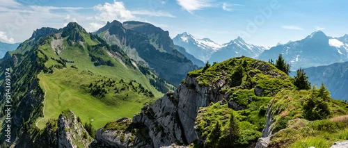 Panel kuchenny z motywem Famous alpine pasture Schynige Platte with a magnificent view on the Alps