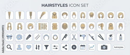 Wallpaper Mural Explore diverse hairstyles for every occasion with a creative collection of styles from various cultures and trends in this vibrant icon set Torontodigital.ca