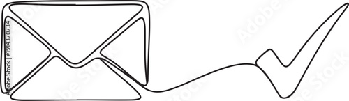 A simple line drawing of an envelope with a checkmark