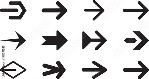 Black arrows on white background direction navigation