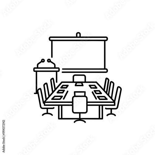 Shareholder Meeting Simple Outline Line Icon on White Background