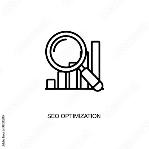 SEO Optimization Simple Outline Line Icon on White Background
