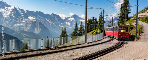 Traditional alpine railway at the Schynige Platte in the Swiss alps