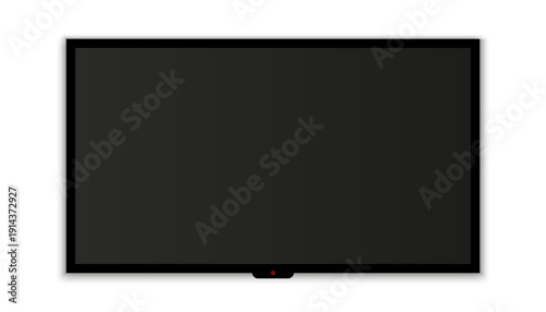 Realistic tv screen, tv with empty black led screen on transparent background, display monitor, blank television template vector